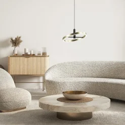 LED hanglamp Circle zwart/goud 3-standen dimbaar><noscript><img width=