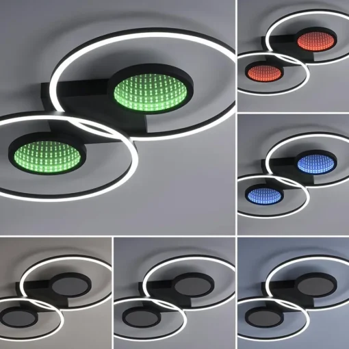 LED plafondlamp zwart ringen met RGB en memory>Straluma Clearance