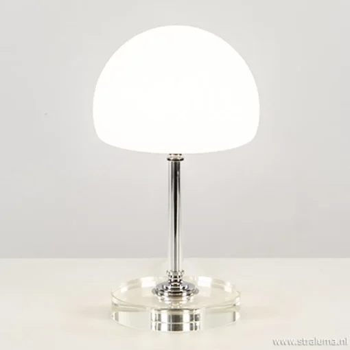 LED tafellamp chroom/opaal glas dimbaar>Straluma Best