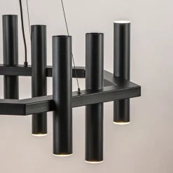 12-Lichts design hanglamp 6-hoekig mat zwart><noscript><img width=