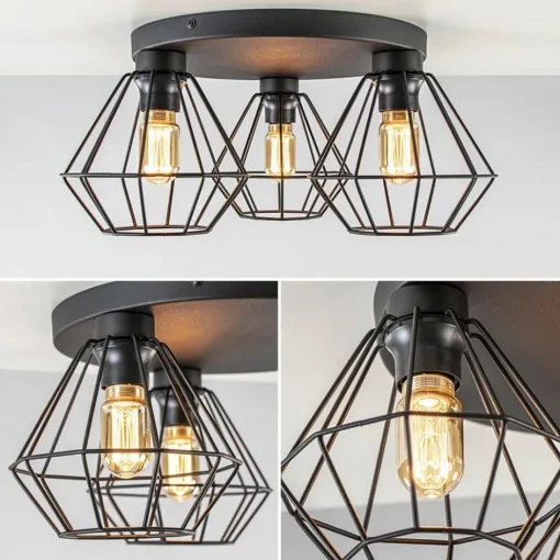 3-Lichts draadlamp diamant mat zwart>Straluma Sale