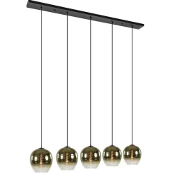 5-Lichts eettafelhanglamp gold gradient glas>Straluma Online