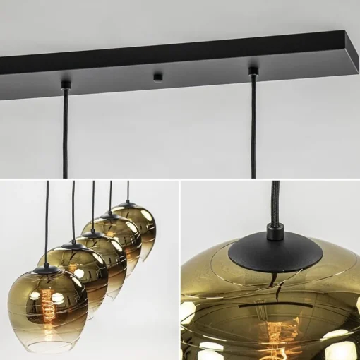 5-Lichts eettafelhanglamp gold gradient glas>Straluma Online
