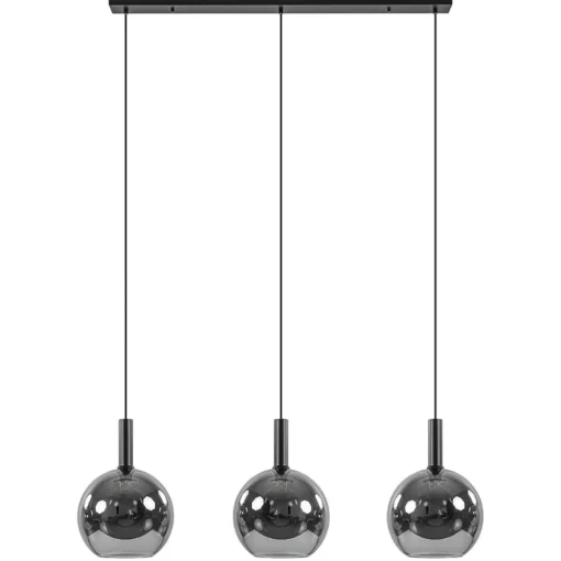 3-Lichts eettafelhanglamp mat zwart met smoke glas 30 cm>Straluma Discount