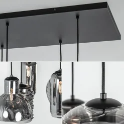 6-Lichts eettafelhanglamp met smoke/titanium glas></noscript>Straluma Outlet