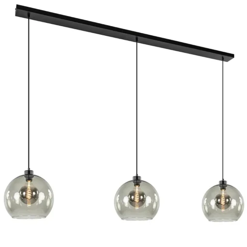3-Lichts eettafelhanglamp met smoke glazen bollen>Straluma Discount