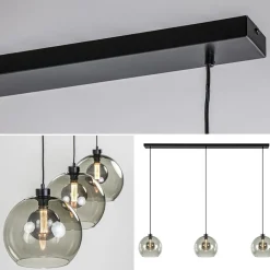 3-Lichts eettafelhanglamp met smoke glazen bollen></noscript>Straluma Discount