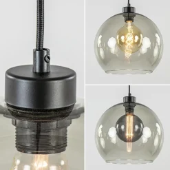 3-Lichts eettafelhanglamp met smoke glazen bollen></noscript>Straluma Discount