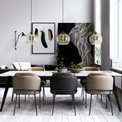 3-Lichts eettafelhanglamp met smoke glazen bollen></noscript>Straluma Discount