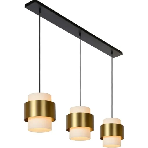 3-Lichts eettafelhanglamp mat goud met opaal glas>Straluma Best