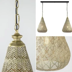 2-Lichts eettafelhanglamp mat goud/zwart oriental></noscript>Straluma Sale