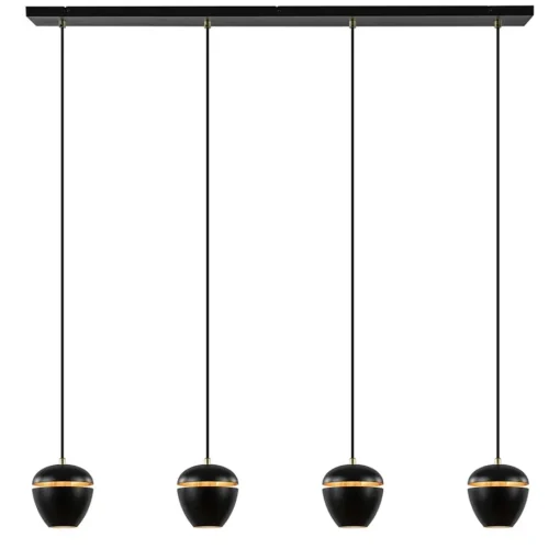 4-Lichts eettafelhanglamp mat zwart met goud>Straluma Clearance