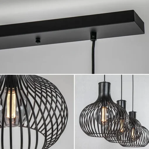 3-Lichts eettafelhanglamp onion mat zwart>Straluma Hot