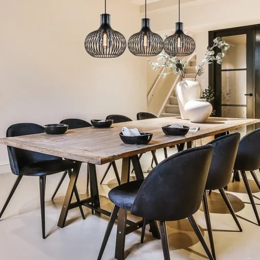 3-Lichts eettafelhanglamp onion mat zwart>Straluma Hot