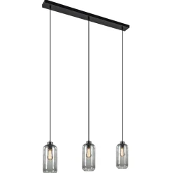 3-Lichts eettafelhanglamp smoke glas cilinder>Straluma