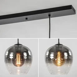 3-Lichts eettafelhanglamp smoke/helder glas></noscript>Straluma Clearance