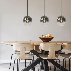 3-Lichts eettafelhanglamp smoke/helder glas></noscript>Straluma Clearance