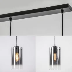 4-Lichts eettafelhanglamp smoke glas met verloop></noscript>Straluma New