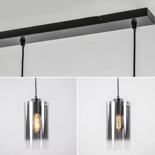 4-Lichts eettafelhanglamp smoke glas met verloop>Straluma New