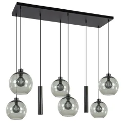 8-Lichts eettafelhanglamp smoke glas + GU10 spots>Straluma New