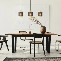 3-Lichts eettafelhanglamp webbing met zwart></noscript>Straluma Sale