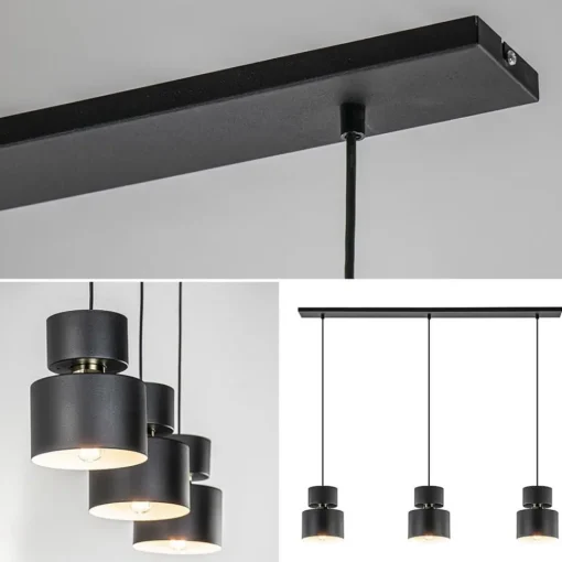 3-Lichts eettafelhanglamp zwart met goud accent>Straluma Online