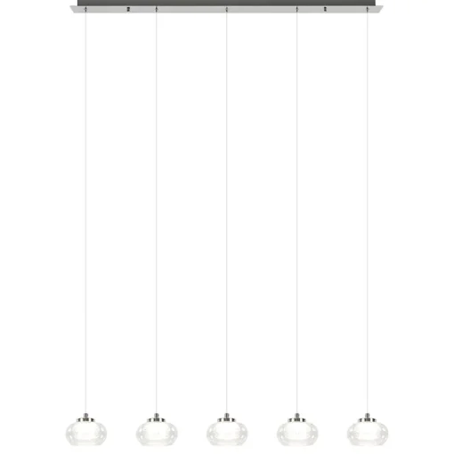 5-Lichts hanglamp chroom met helder glas en dimbaar LED>Straluma Outlet