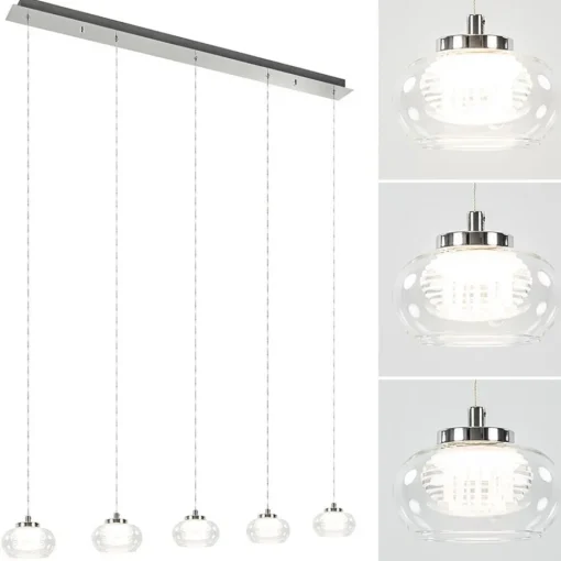 5-Lichts hanglamp chroom met helder glas en dimbaar LED>Straluma Outlet