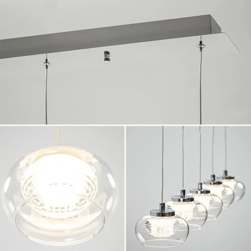 5-Lichts hanglamp chroom met helder glas en dimbaar LED>Straluma Outlet