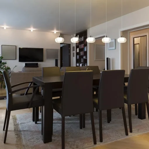 5-Lichts hanglamp chroom met helder glas en dimbaar LED>Straluma Outlet