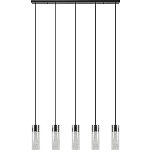 5-Lichts hanglamp cilinder helder glas met zwart>Straluma