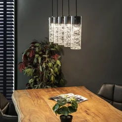 5-Lichts hanglamp cilinder helder glas met zwart></noscript>Straluma