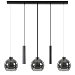 5-Lichts hanglamp cilinders en smoke glas>Straluma