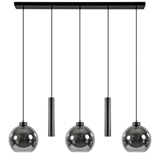 5-Lichts hanglamp cilinders en smoke glas>Straluma