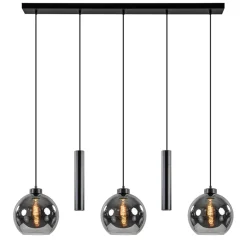 5-Lichts hanglamp cilinders en smoke glas>Straluma