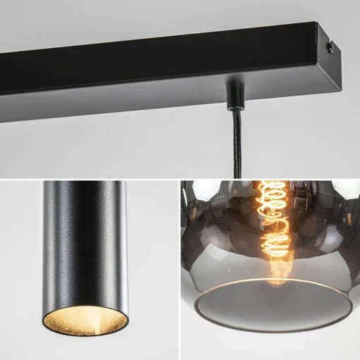 5-Lichts hanglamp cilinders en smoke glas>Straluma