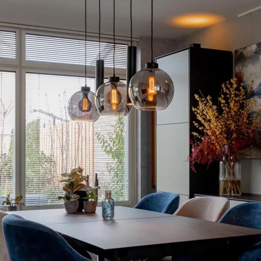 5-Lichts hanglamp cilinders en smoke glas>Straluma