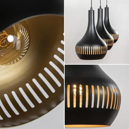 3-Lichts hanglamp kegels mat zwart met goud>Straluma Discount