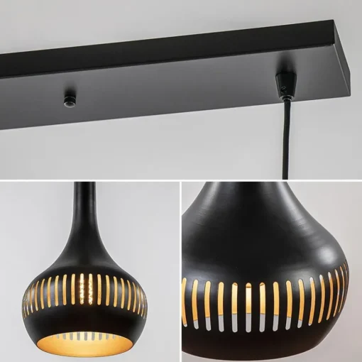 3-Lichts hanglamp kegels mat zwart met goud>Straluma Discount