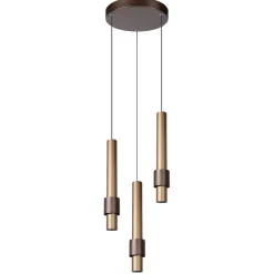 3-Lichts hanglamp LED cilinders bruin rond>Straluma Clearance