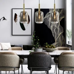 3-Lichts hanglamp Lekar antiek brons met smoke glas></noscript>Straluma