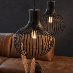 2-Lichts hanglamp met mat zwarte draad kappen></noscript>Straluma Hot