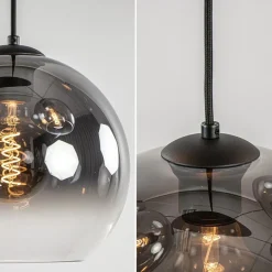 5-Lichts hanglamp ovaal mat zwart met titanium glas></noscript>Straluma Outlet