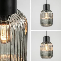1-Lichts hanglamp zwart met smoke glazen cilinder></noscript>Straluma Outlet
