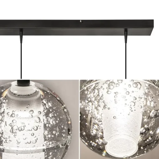 3-Lichts hanglamp zwart met helder glazen bollen>Straluma Discount