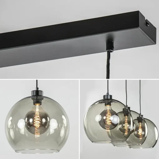 3-Lichts hanglamp zwart met smoke glas>Straluma Discount