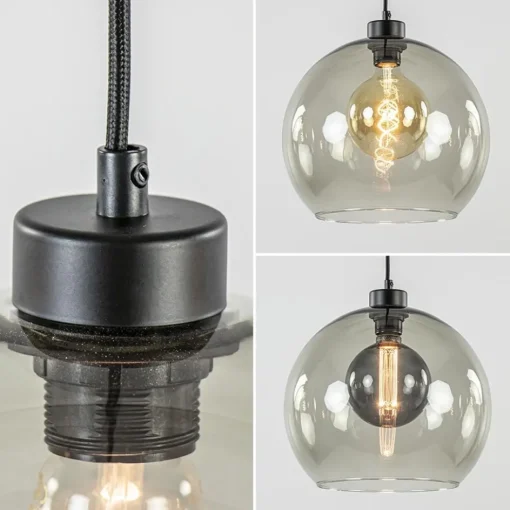 3-Lichts hanglamp zwart met smoke glas>Straluma Discount