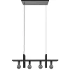 4-Lichts hanglamp zwart met zwarte houten planken>Straluma Best