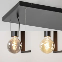 4-Lichts hanglamp zwart met zwarte houten planken></noscript>Straluma Best