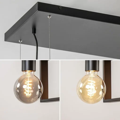 4-Lichts hanglamp zwart met zwarte houten planken>Straluma Best
